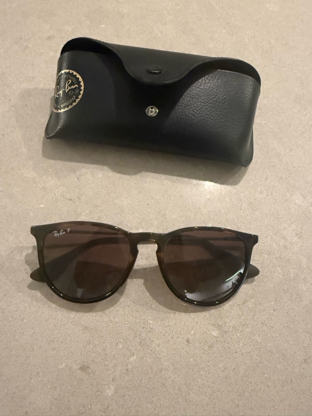 Ray-Ban Olive Brown Round Sunglasses with Brown Lenses Erika Polarized
